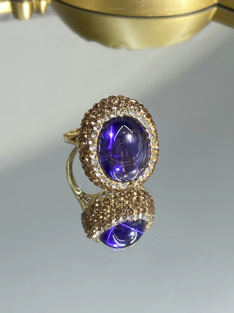 铜合金合成锆石戒指 TTSD 蓝色时尚潮流百搭款戒指 8103