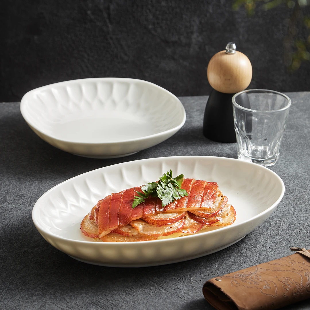 餐具2025新款特别好看的精致蒸鱼家用的陶瓷盘子鱼盘餐盘高档大号