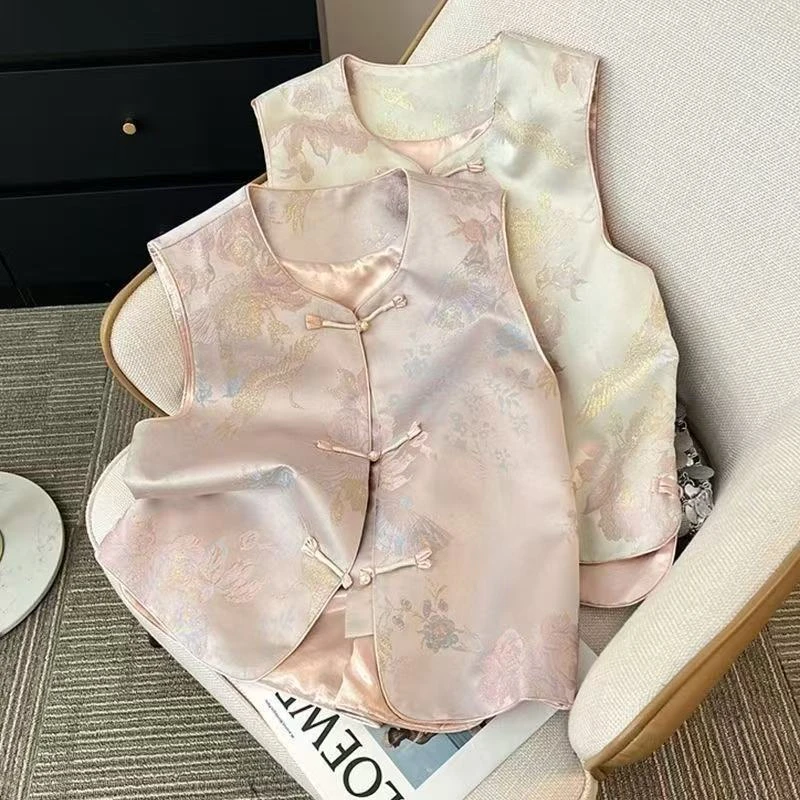 新中式女款气质高级马夹常规绣花春夏季立领时尚马甲