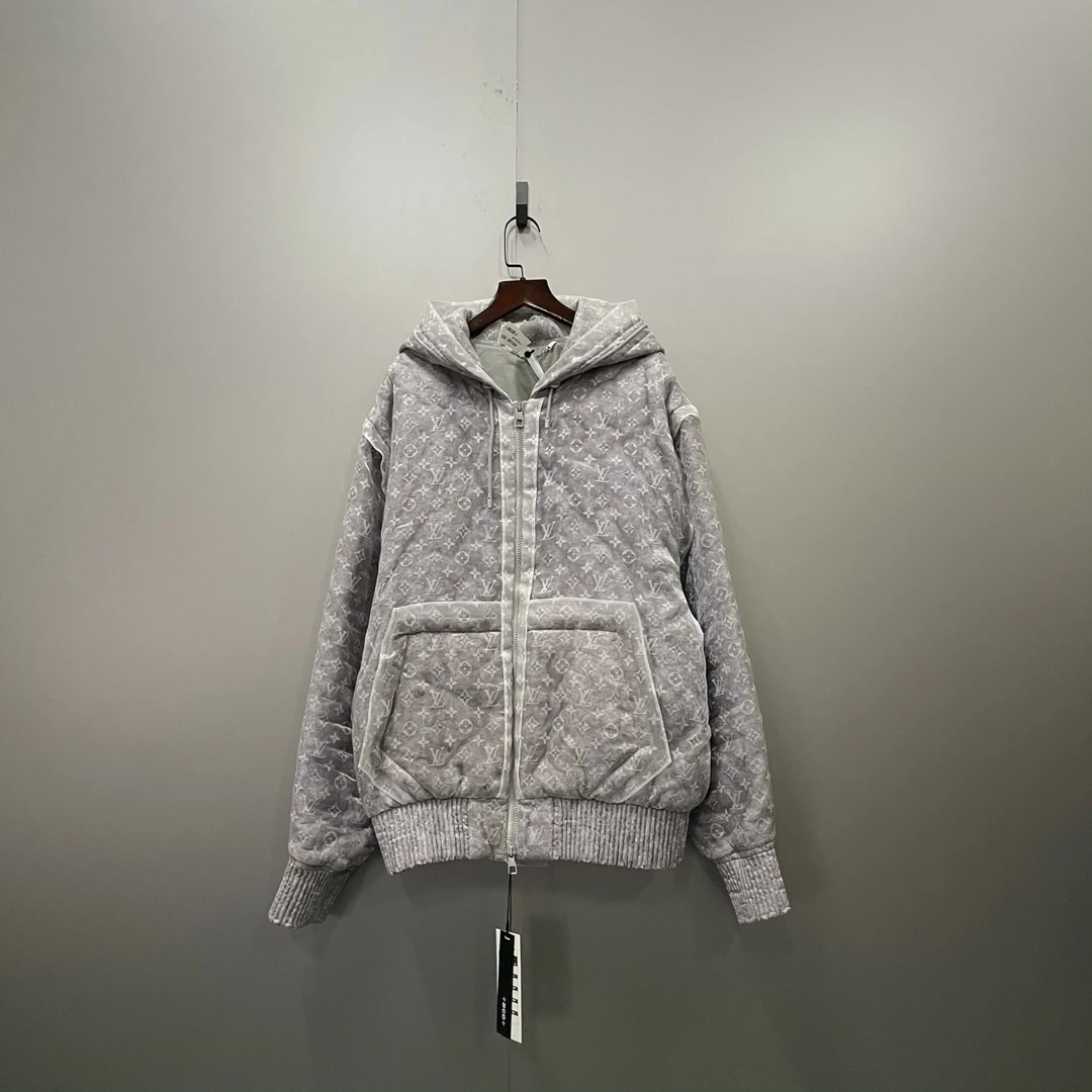 95新 LouisVuitton/路易威登  欧根纱老花连帽外套 50码/bc003857