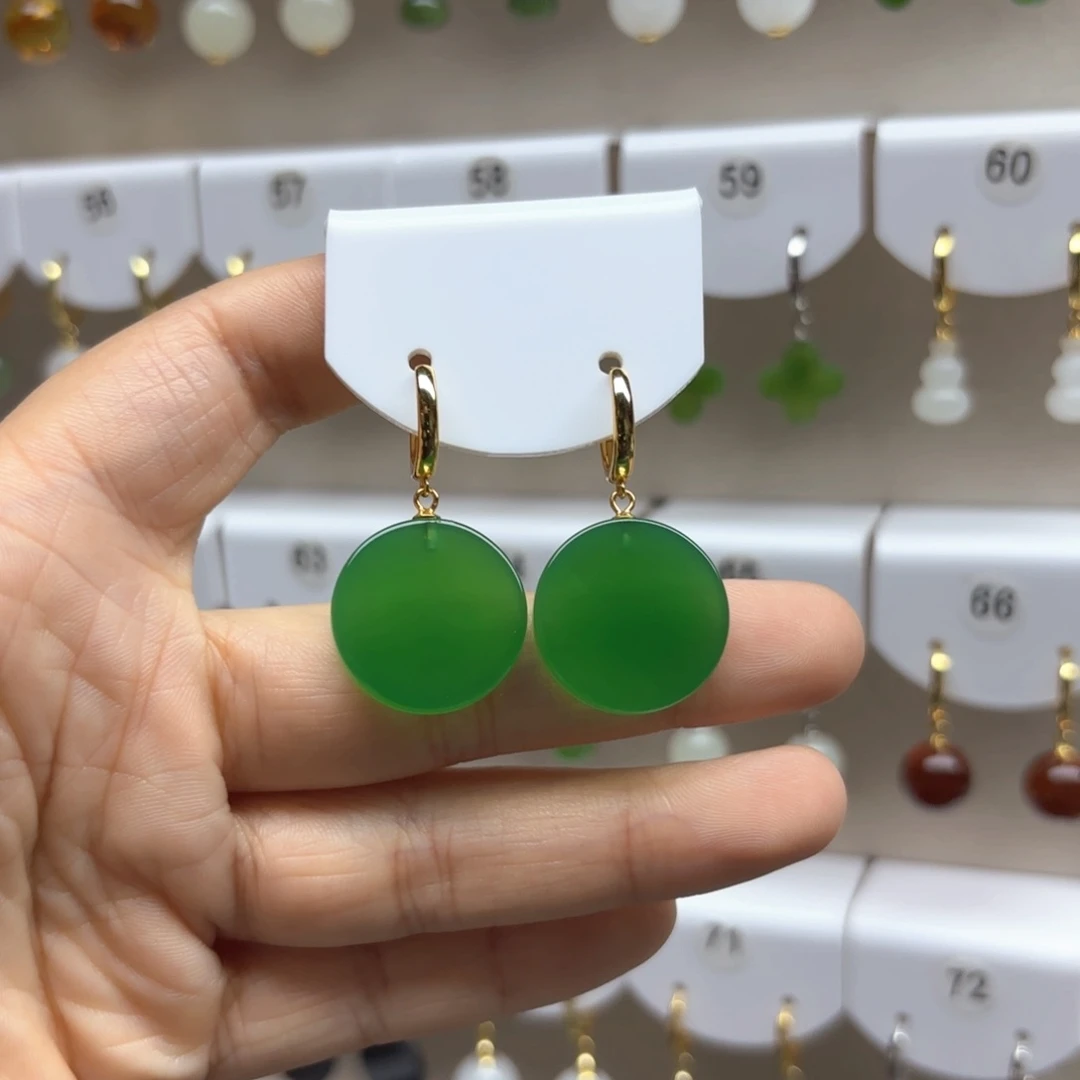 玛瑙/玉髓耳饰银S925镶嵌