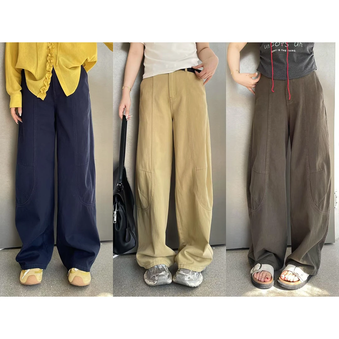 裂渡宣宣【新定义】微胖大码女夏百搭显瘦分割工装牛仔裤ZY505F89