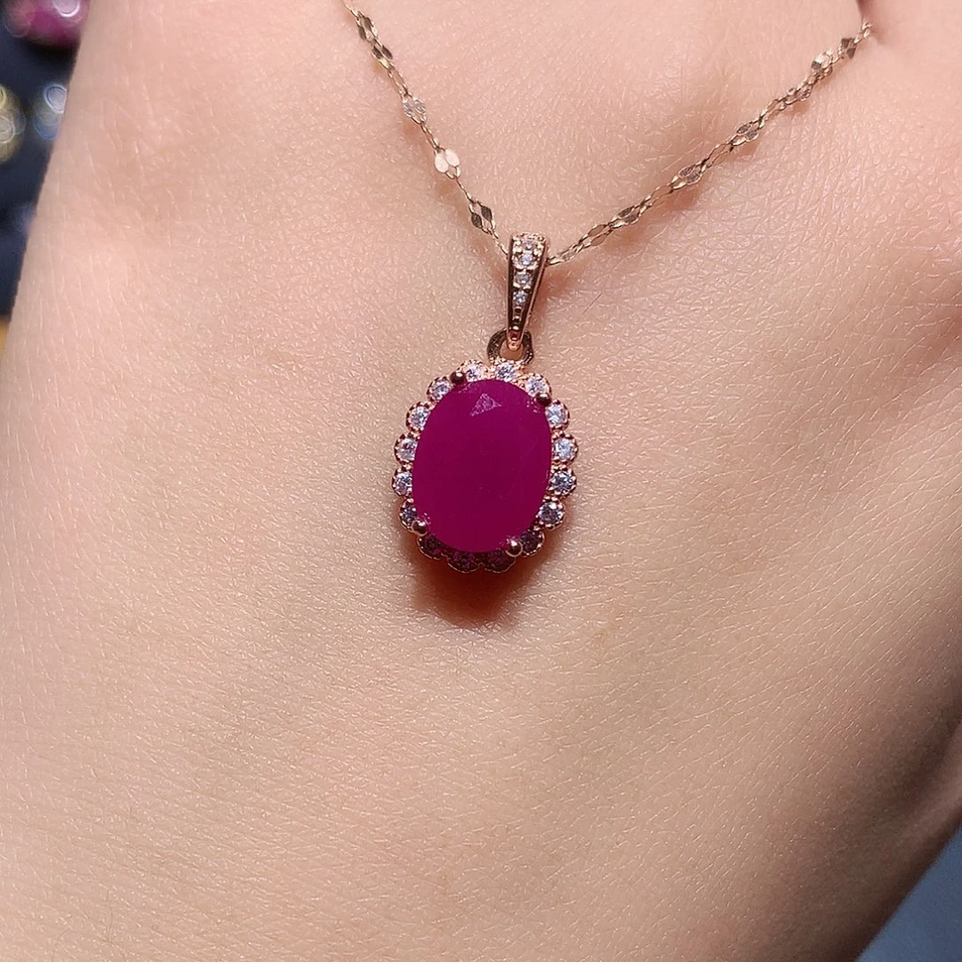 银S925镶嵌红宝石吊坠(赠链)