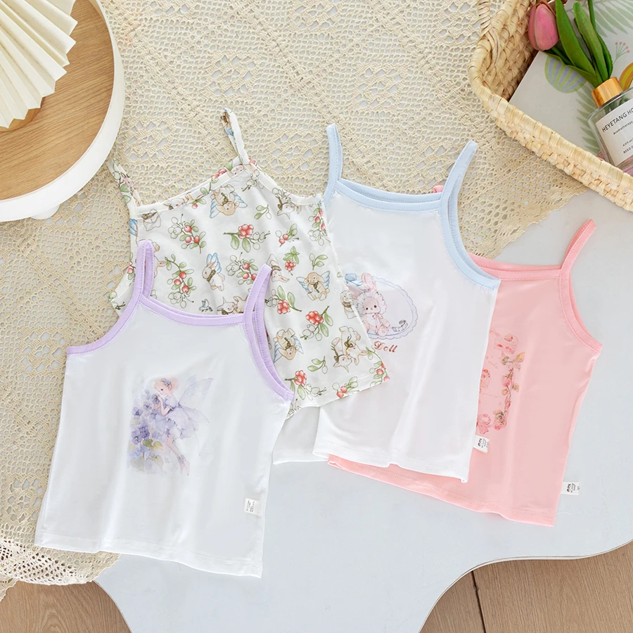 女童吊带背心夏季莱赛尔可爱卡通空调服优可丝透气家居服