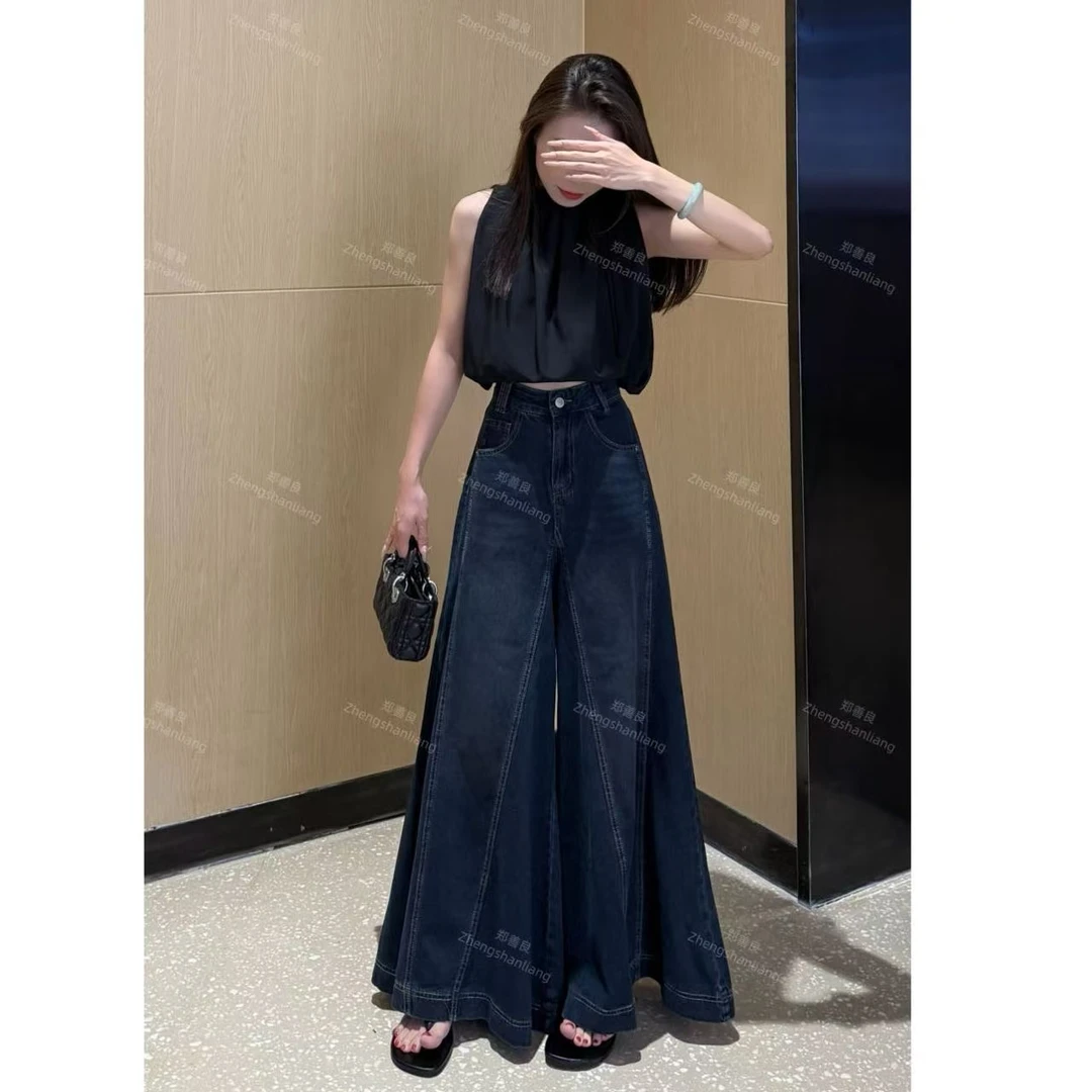 ZSL（舒适自在）夏季显瘦时尚气质高腰百搭小众设计高腰阔腿裤