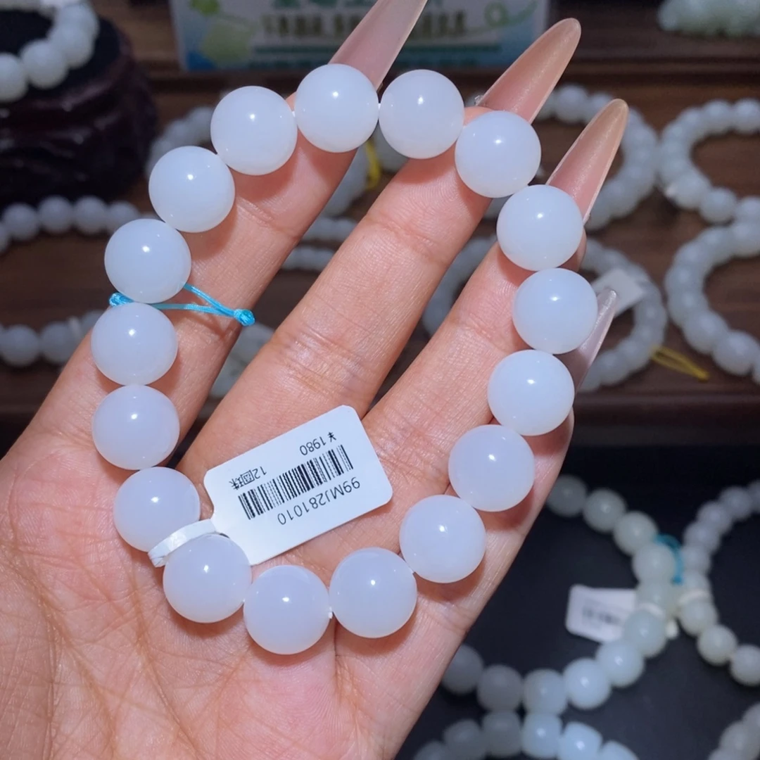 和田玉未镶嵌手链圆珠卡12