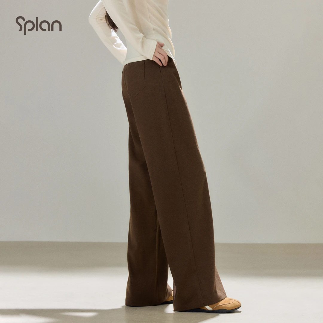 【秋冬新款】SPLAN 宽松显瘦休闲裤高腰松紧腰阔腿裤运动长裤25238