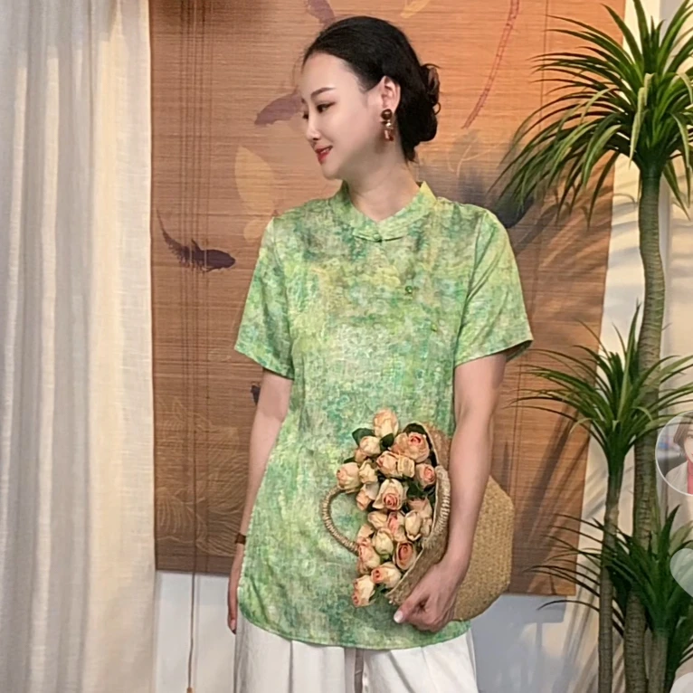 676新款正版高货遮肉显瘦新中式百搭气质国风中袍