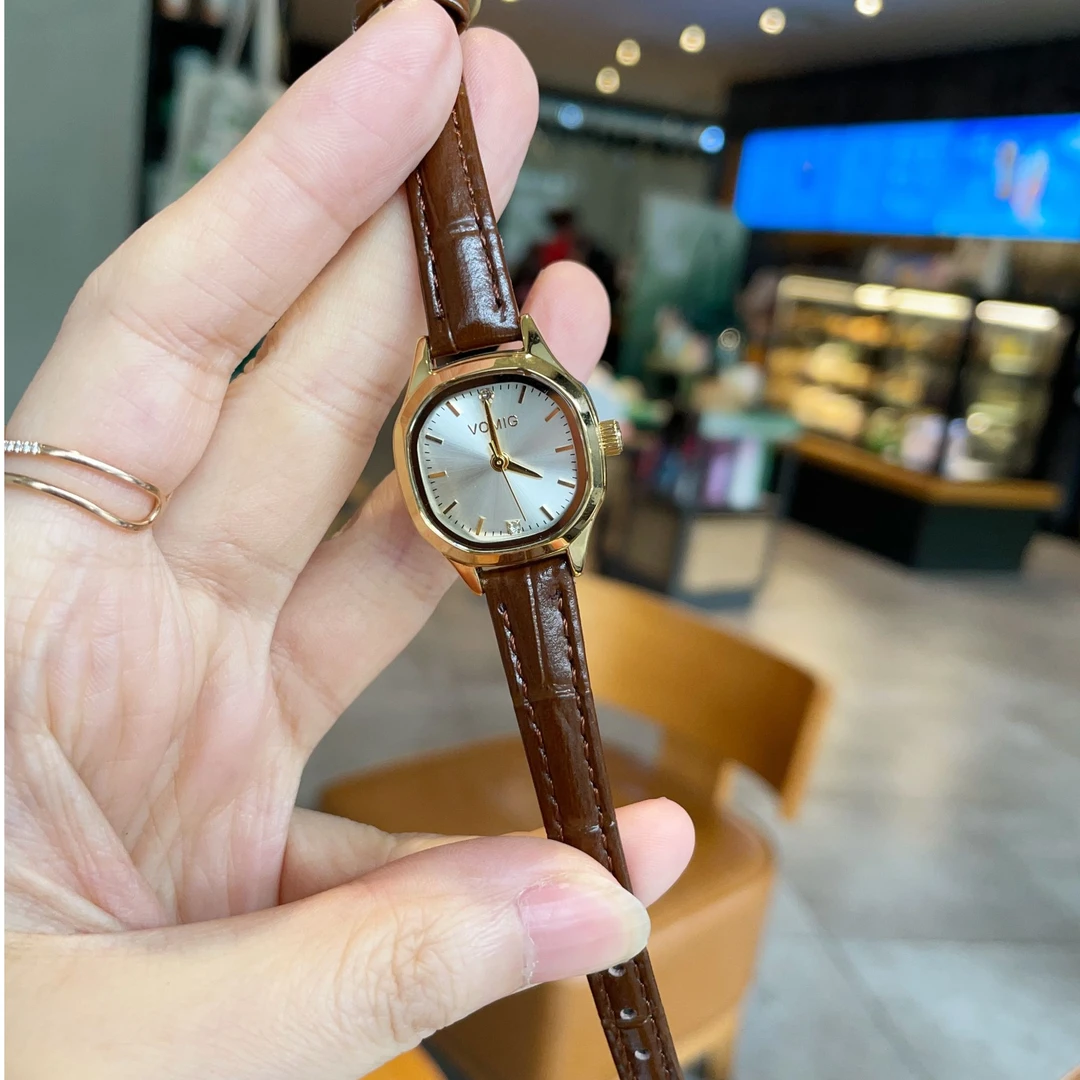 正品品牌方糖网红牛皮表带防水气质高品质手表