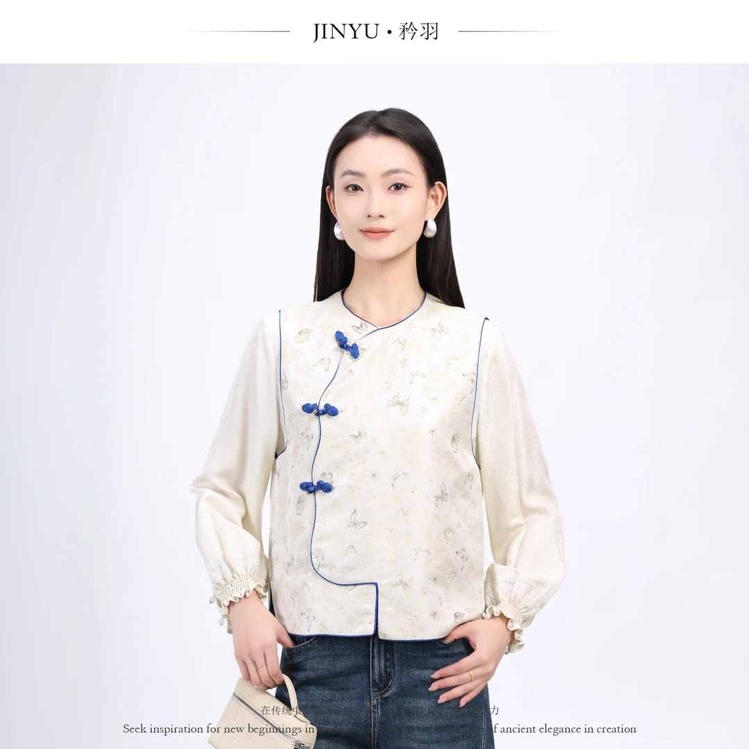 JINYU矜羽【鎏金花蝶】李德喜正品绮梦纹锦织金非遗宋锦新中式女装
