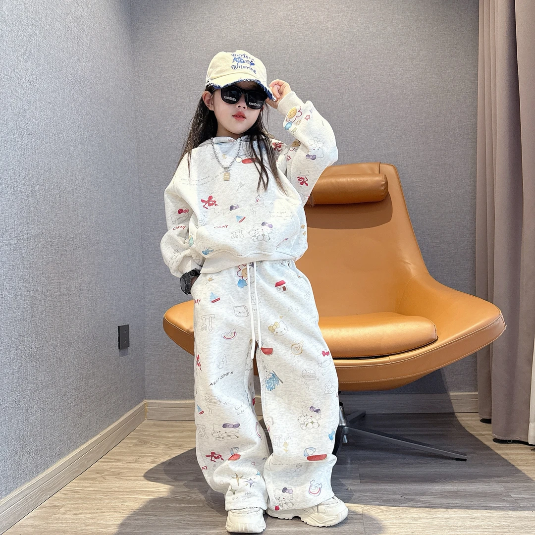 儿童春秋季新款连帽卫衣两件套中大童休闲运动套装