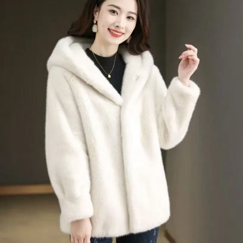 【双11怒推款】70衣长加厚连帽时尚毛毛外套AS