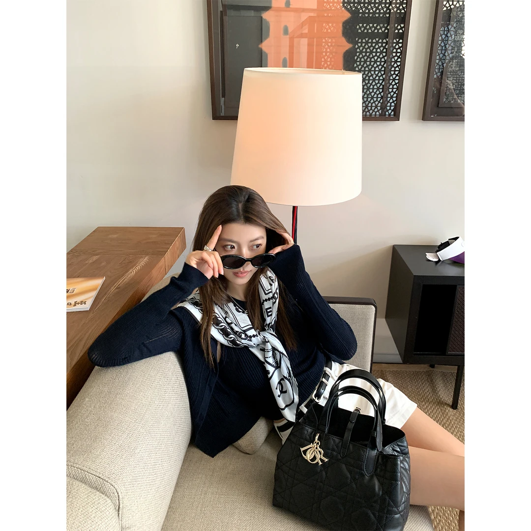 ADA MISS扬子纱全羊毛针织防晒开衫外套+镂空肌理背心女夏季新款