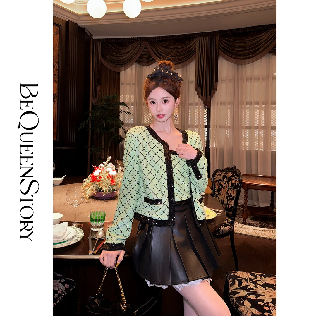 韩韩IU【绿野香榭】2025春装新款时尚气质圆领小香开衫&修身吊带