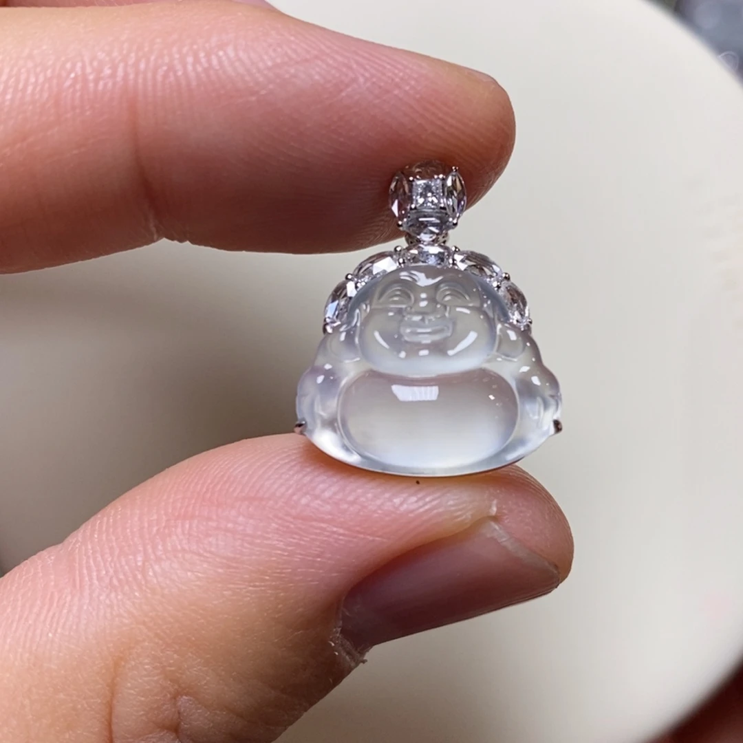 翡翠18K金镶嵌吊坠(不含链)佛公