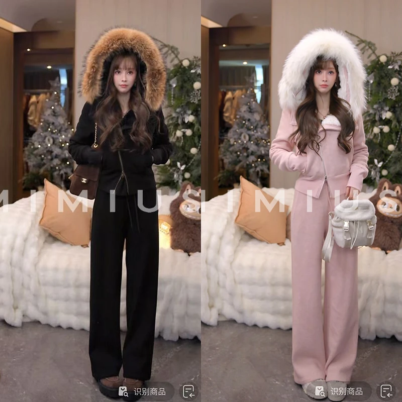 【mimius】U 套装 超大真毛领可拆加厚绒保暖上衣+长裤汉服 G11261