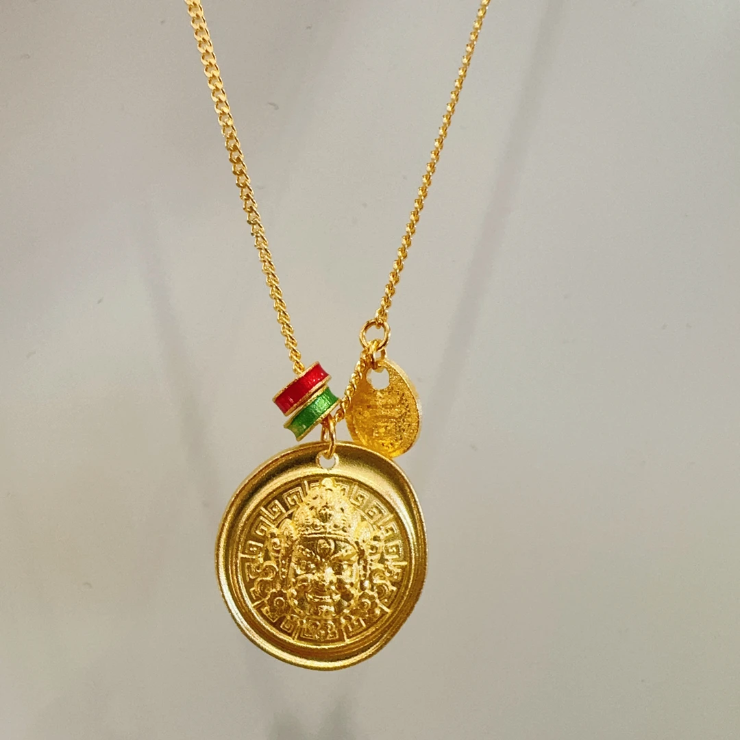 5g足金999法郎彩黄财神吉牌套链