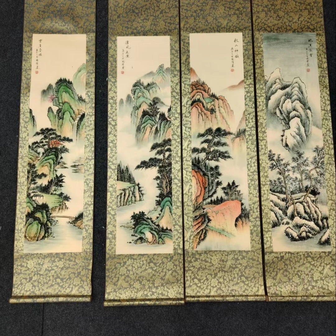 四条屏《春夏秋冬》-竖幅-中堂-山水挂画
