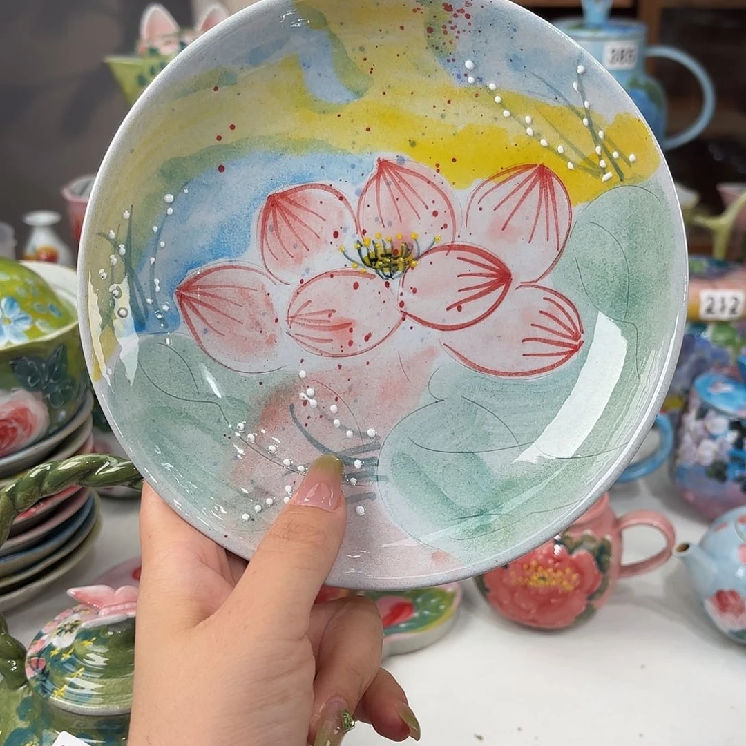 瓷片景德镇手绘高温釉下彩陶瓷茶具