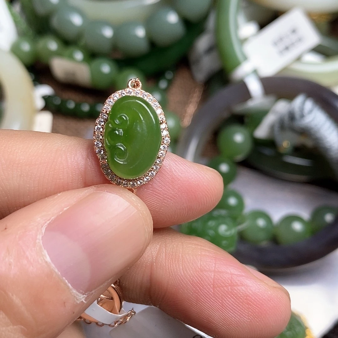 和田玉手链银S925镶嵌