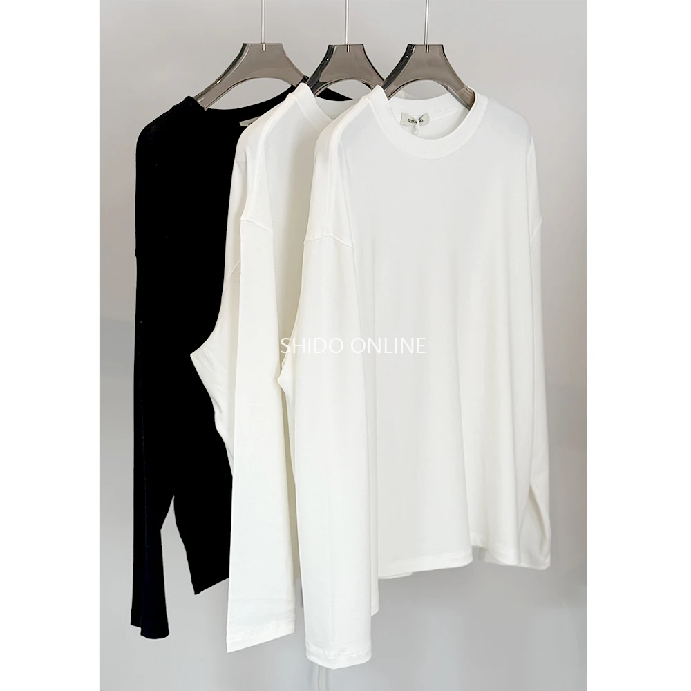 SHIDO 云系列高奢莱赛尔蓝精天丝羊毛休闲长袖T恤百搭