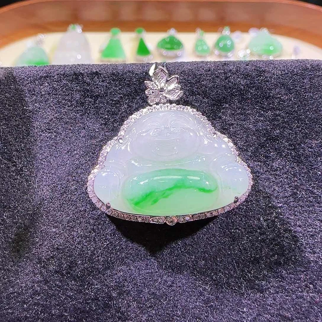 翡翠18K金镶嵌吊坠(不含链)