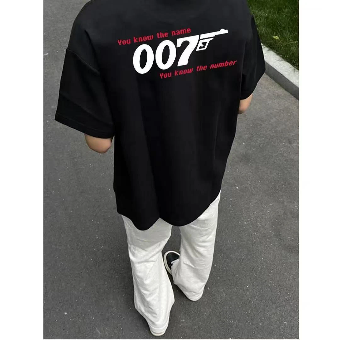 新款夏天男款短袖男生休闲t恤美式潮牌纯棉半袖宽松体恤重磅上衣