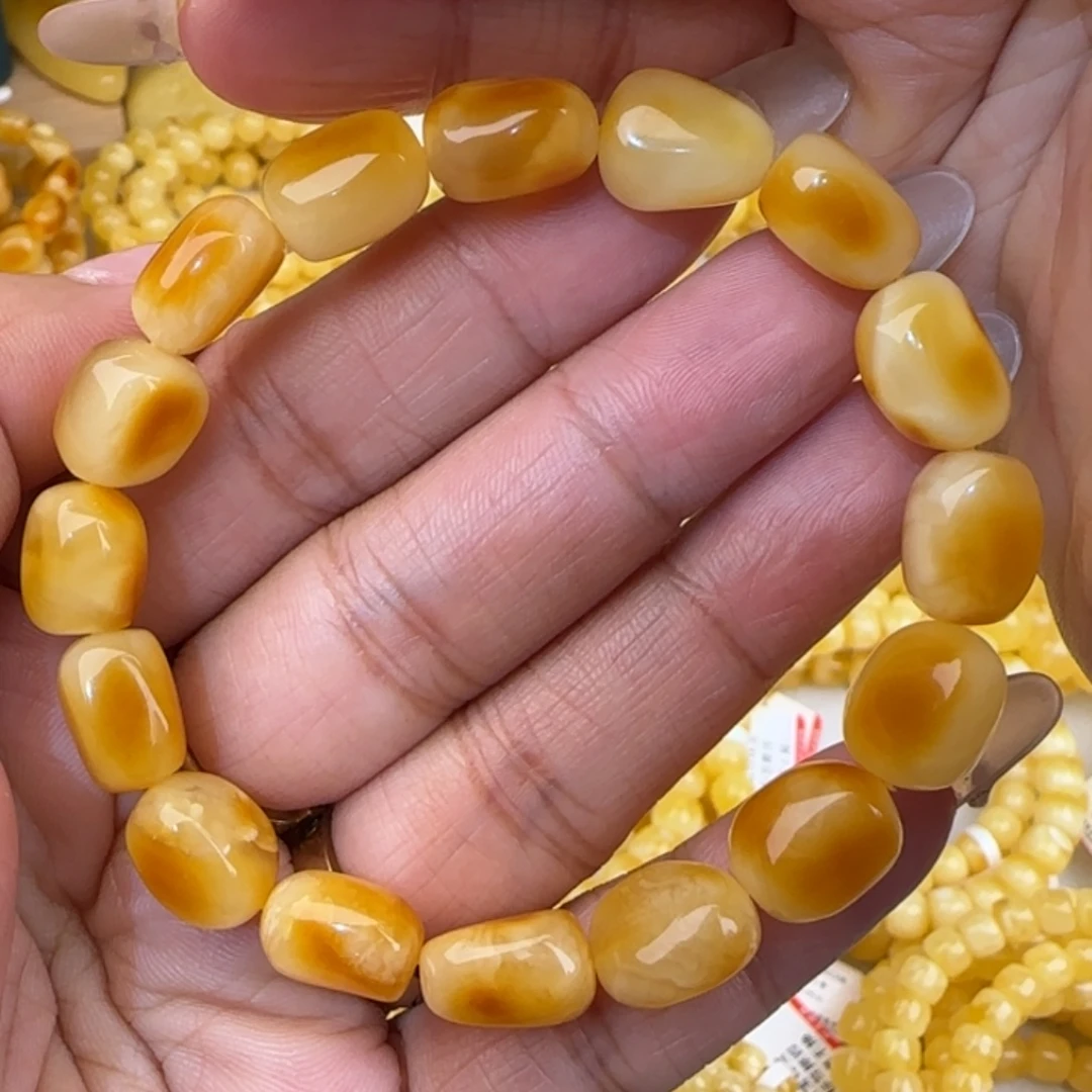 蜜蜡未镶嵌手链蜜蜡随型手串