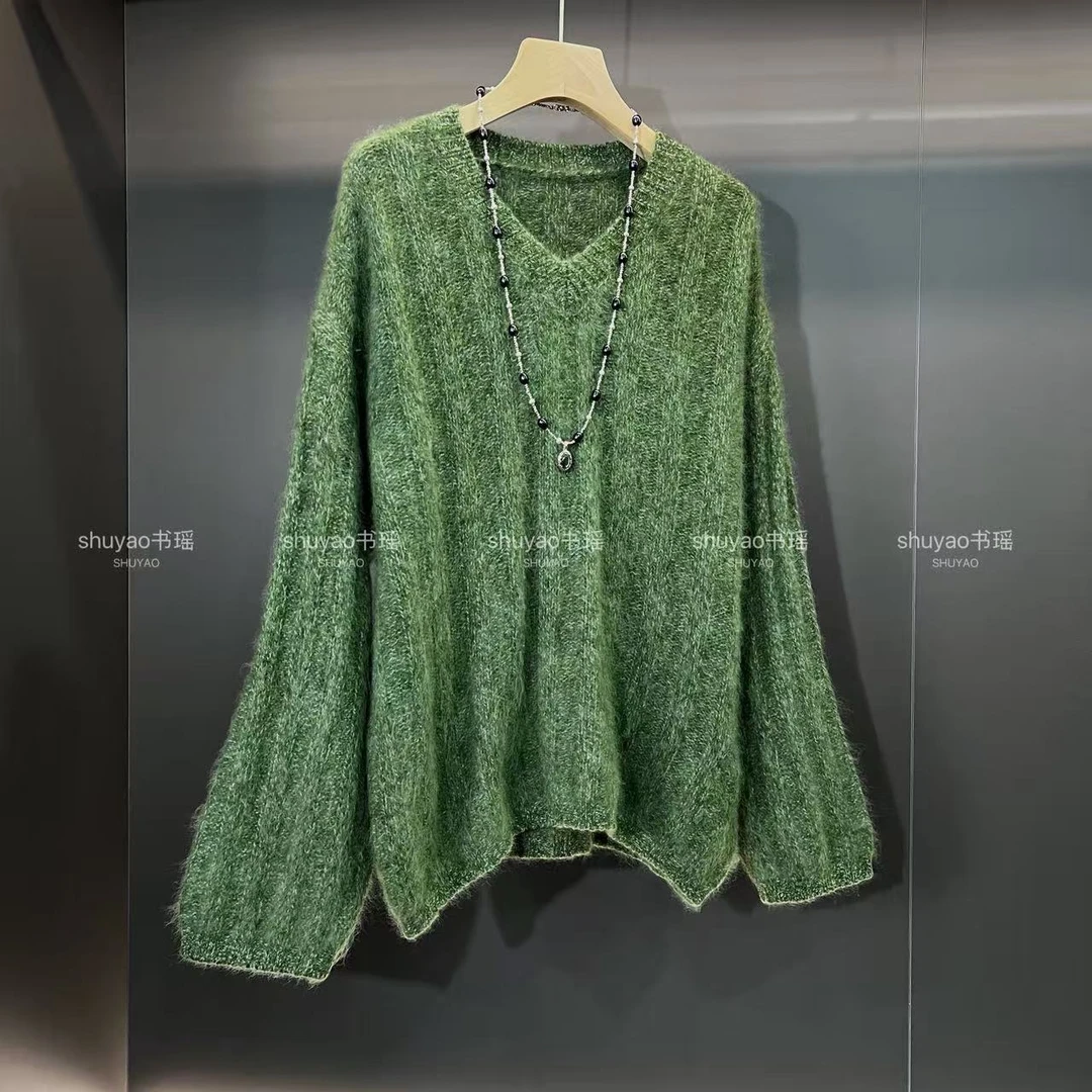 【羊绒】花纱羊绒拉毛高克重毛衣冬季新款宽松慵懒风百搭毛衣