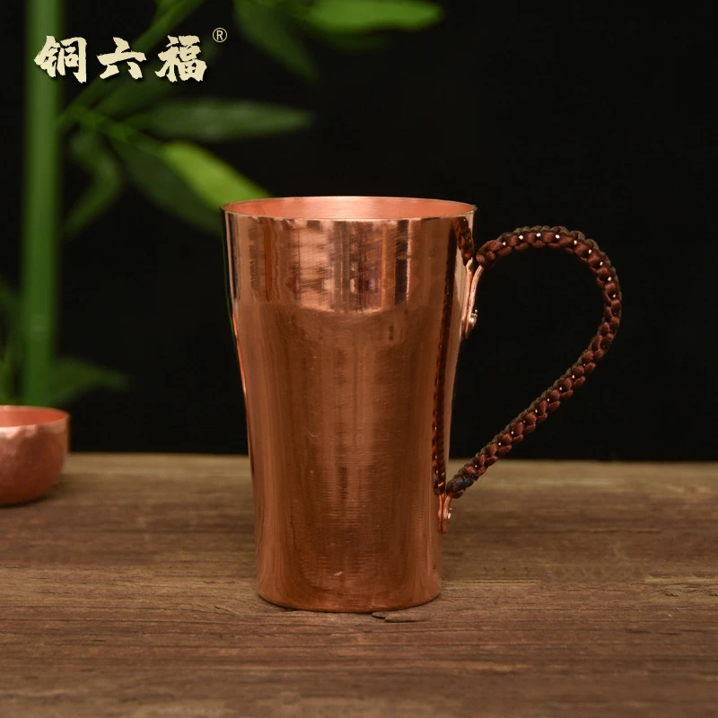 纯手工紫铜水杯 黄铜茶杯加厚铜杯 纯铜杯子 口杯大茶缸子（400ml）