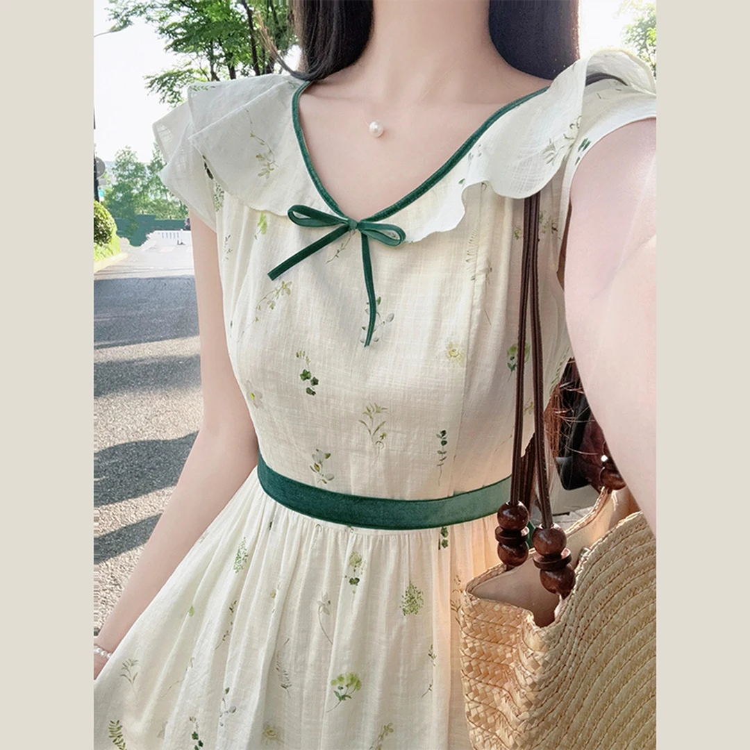 3761法式白色碎花连衣裙子女装夏季2025新款特别漂亮掐腰绝美长裙