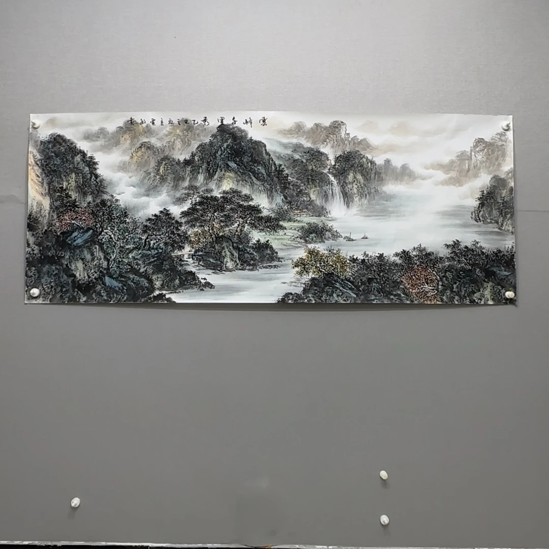 国画横幅六尺精品山水贾敏