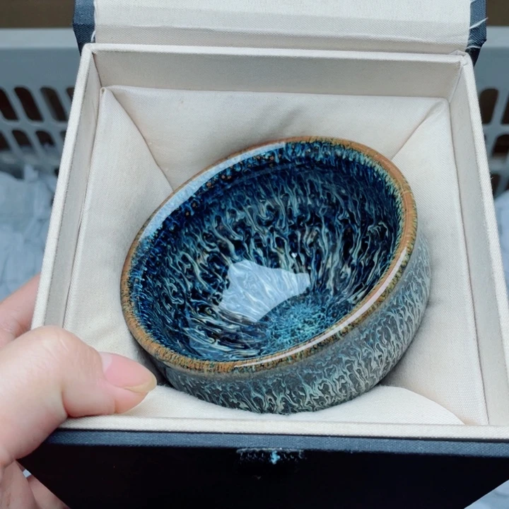 茶盏金丝蓝孔雀将军配礼盒