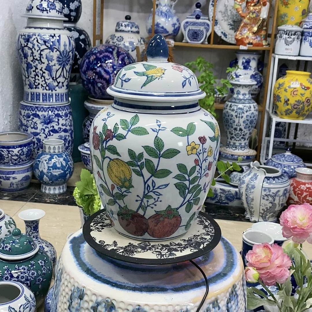 【闪购商品】摆件玉**开彩釉将军罐瓷器…………………………