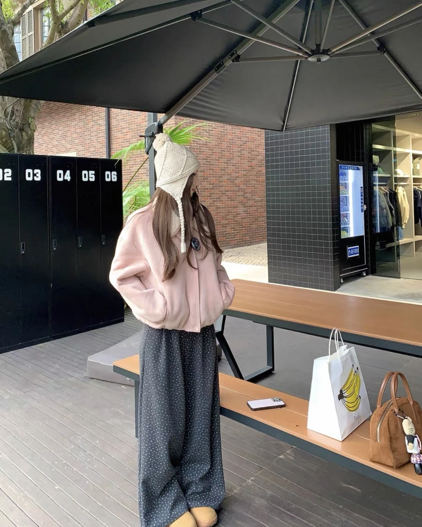 XQ3818#女士麂皮绒羊羔绒拼接短外套加绒加厚冬季棉服