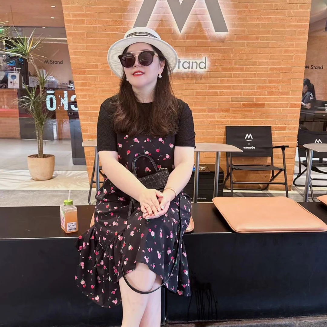 【深圳霞姐】夏季上新大码女装水蜜桃气质减龄显瘦假两件连衣裙