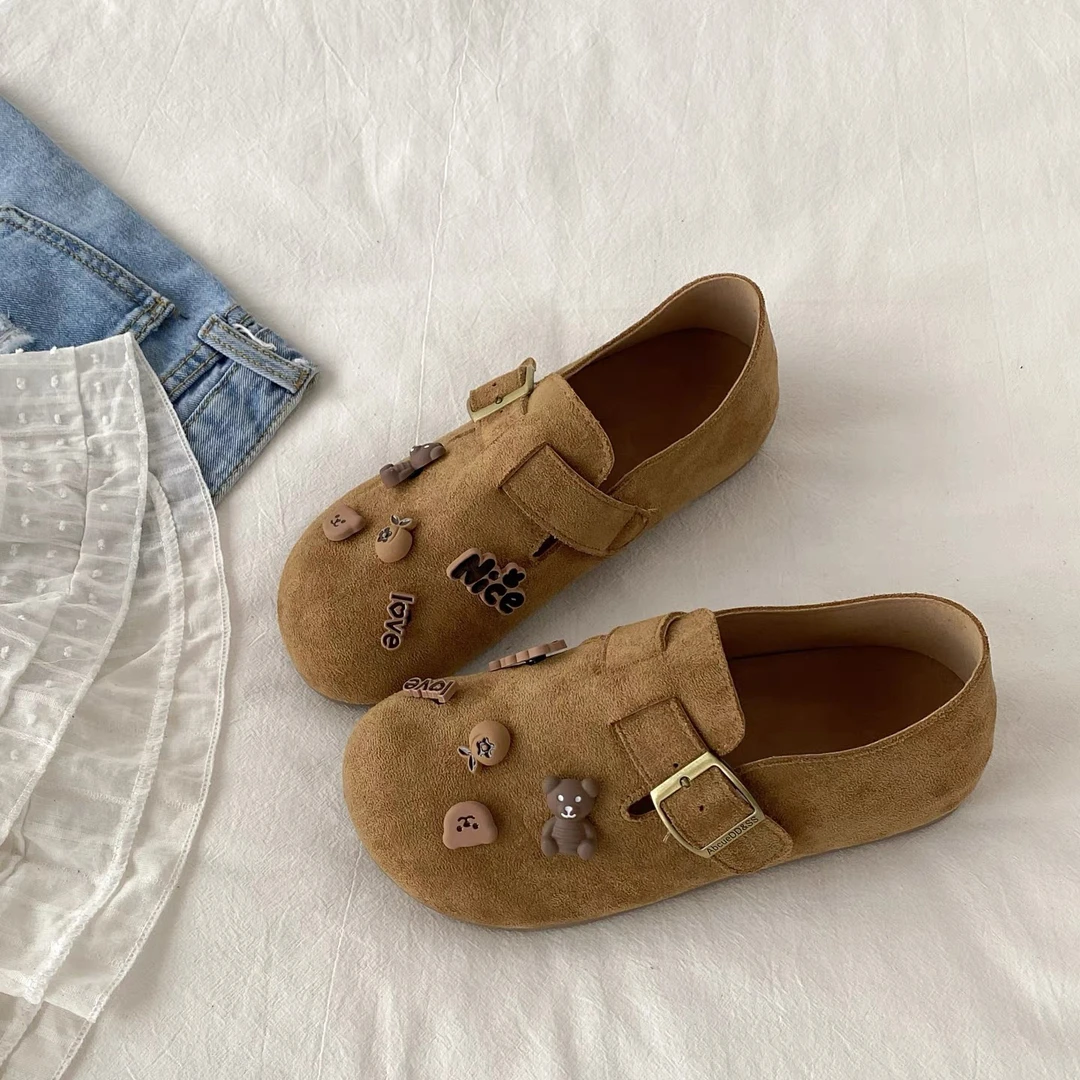 三福勃肯鞋女2025春秋新款复古一脚蹬懒人全包厚底单鞋钓鱼博肯鞋