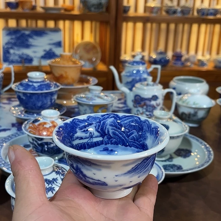 满工山水压手杯杯
