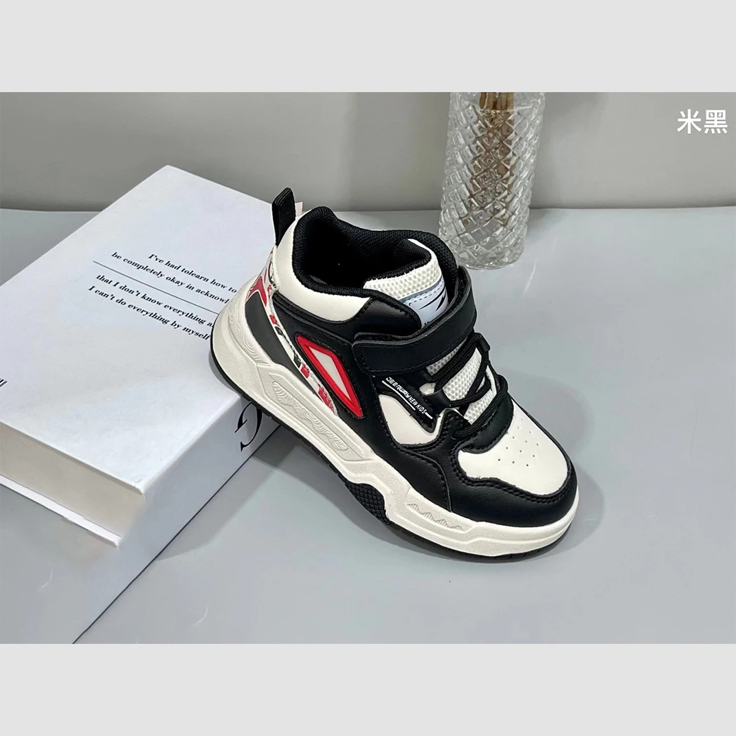 皮面高帮儿童板鞋男童软底休闲鞋女童空军百搭585