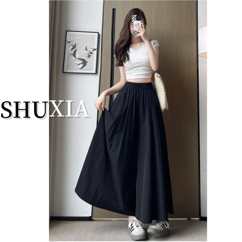 【工厂清清+现货】大码设计感裙裤百搭宽松大码休闲薄款垂坠感