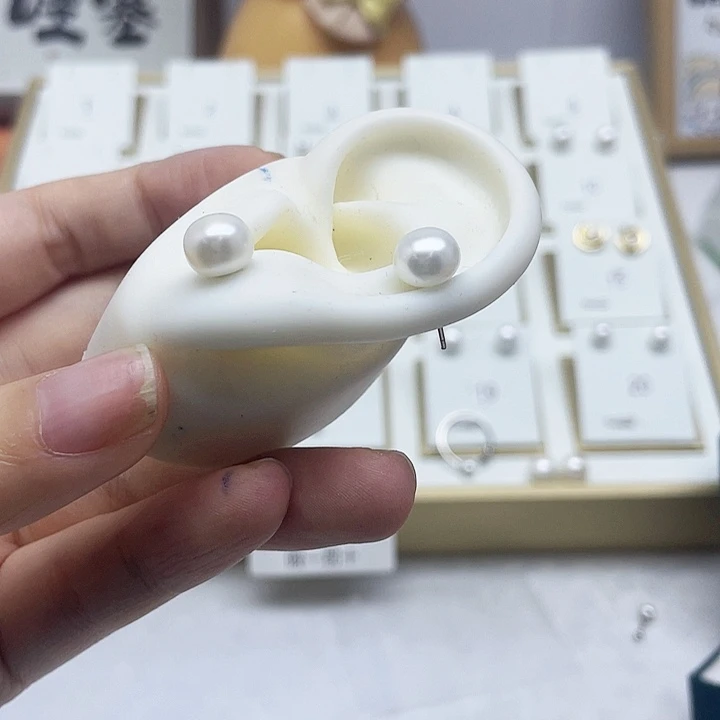 淡水珍珠耳饰银S925镶嵌榴***粉