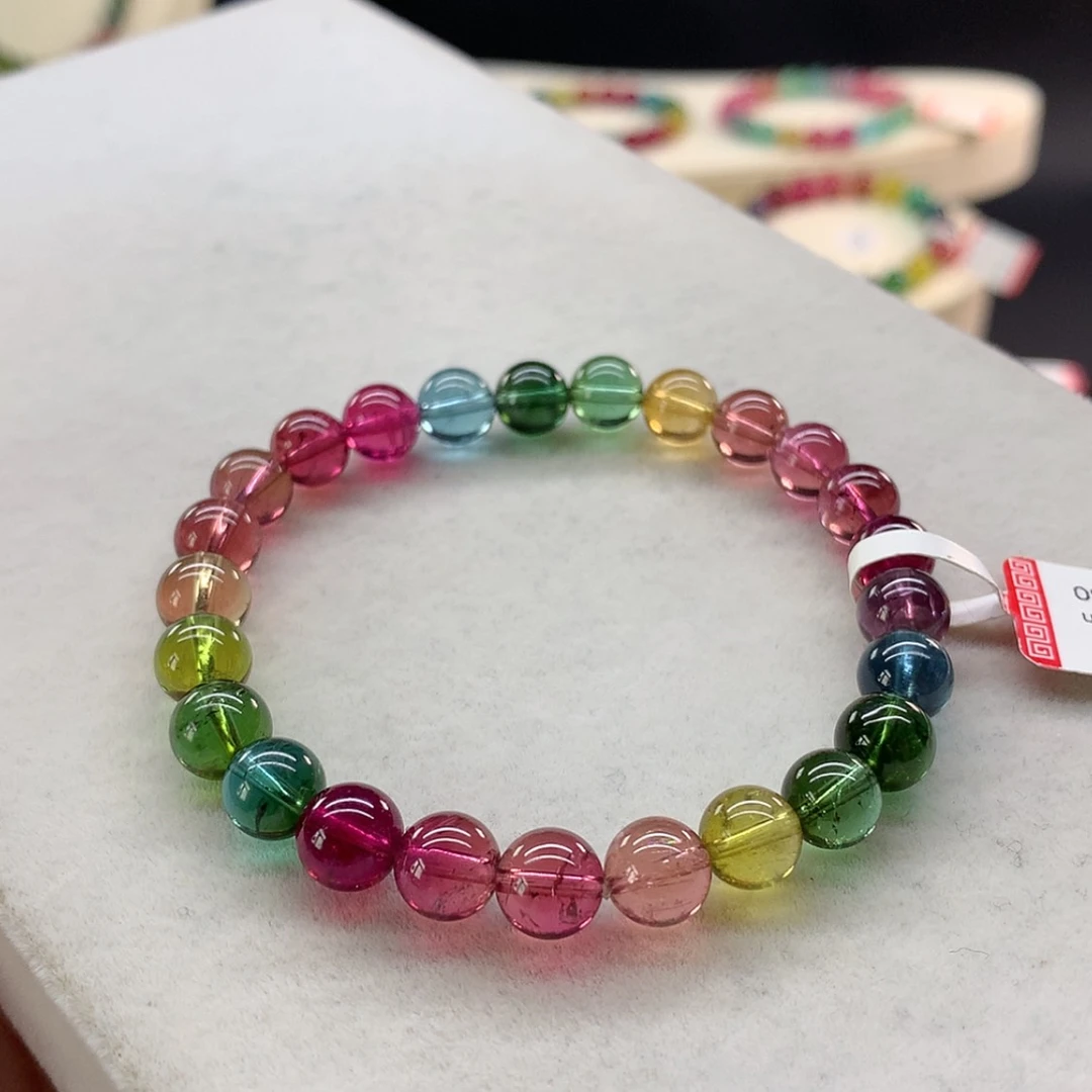 【闪购商品】未镶嵌手链碧玺艳丽色标单圈7.5