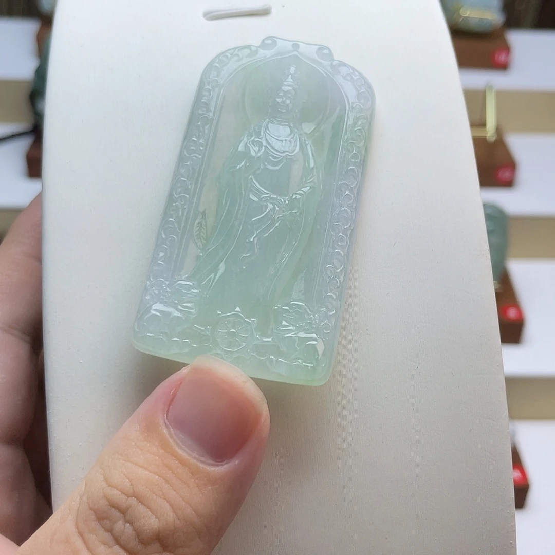翡翠未镶嵌吊坠(不含链)站观音