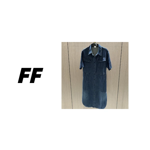 【B55622】夏季新款收腰显瘦复古工装大口袋牛仔衬衫裙