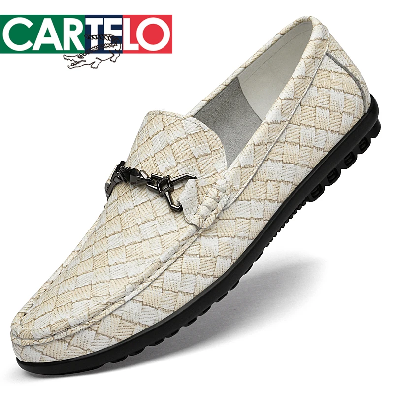 CARTELO/卡帝乐鳄鱼真皮豆豆鞋透气男士时尚皮鞋乐福鞋英伦驾车鞋