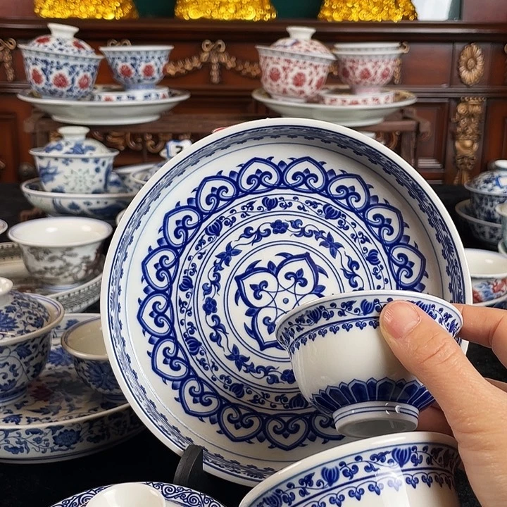 宝相花五件套茶具