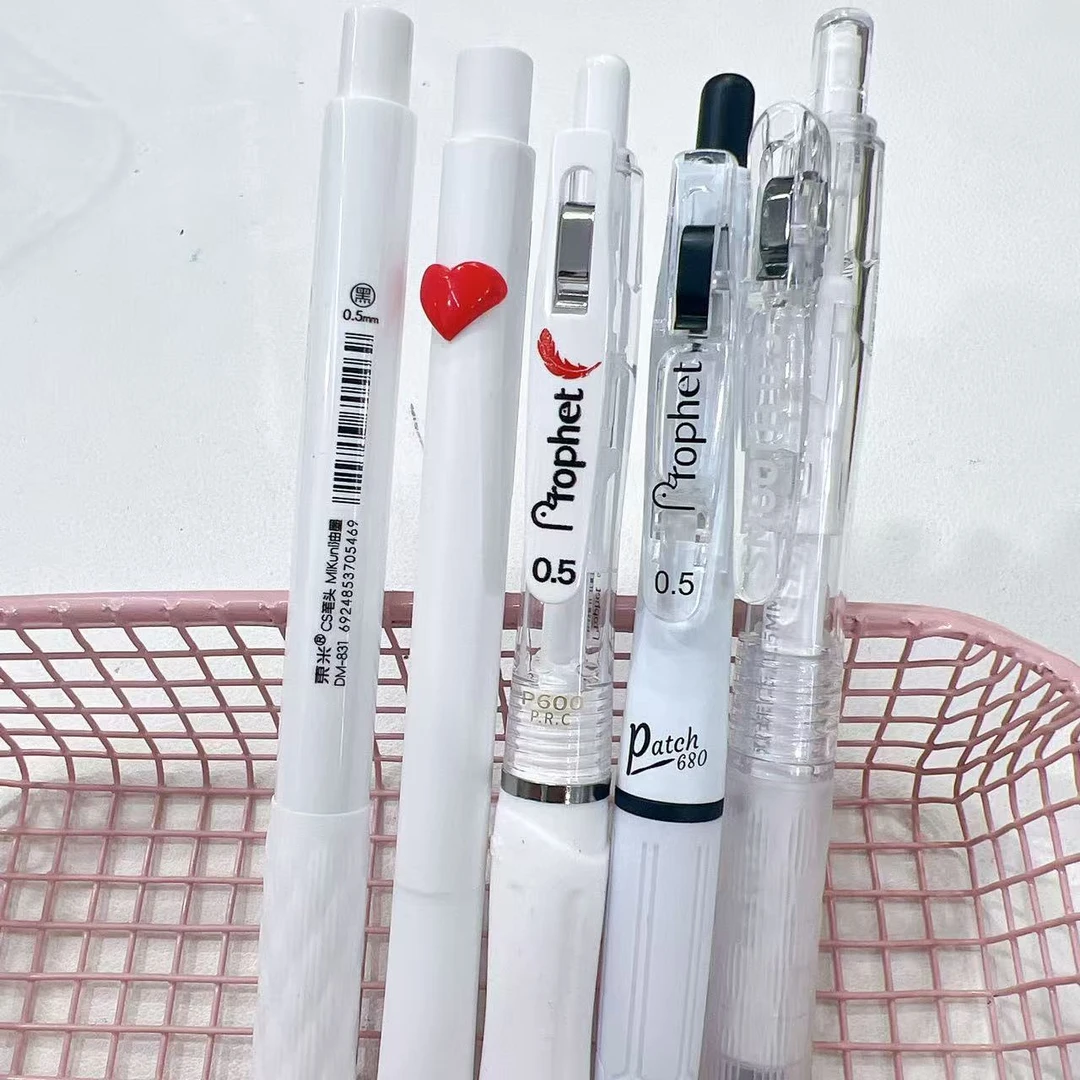 【黑墨/5支】D01白杆红羽毛补丁系列丝滑抗摔侘寂知心