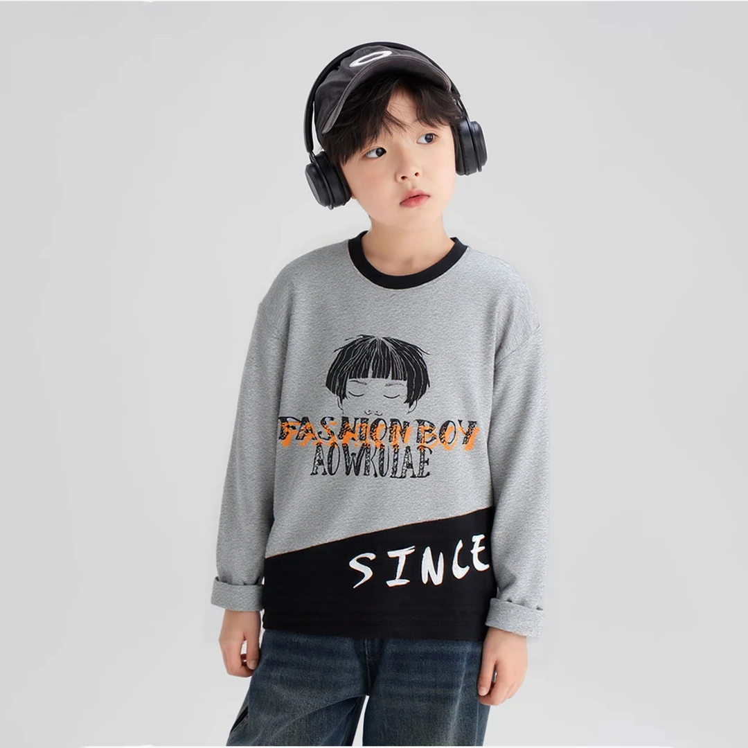 童装秋季韩版新款儿童长袖T恤中大童春秋印花上衣男童长袖打底衫