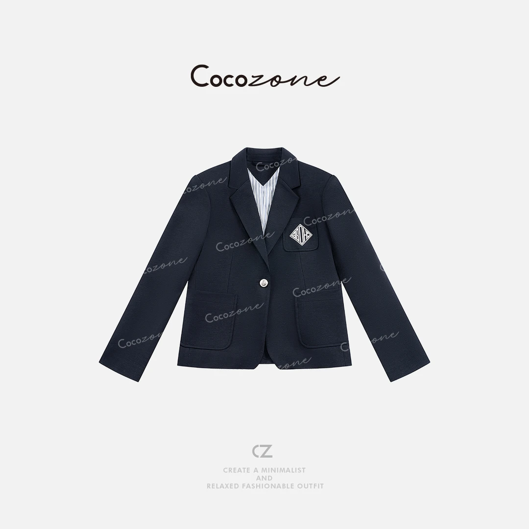 COCO ZONE 刘一一“布鲁士”春季学院风气质通勤翻领外套ACD2A0014