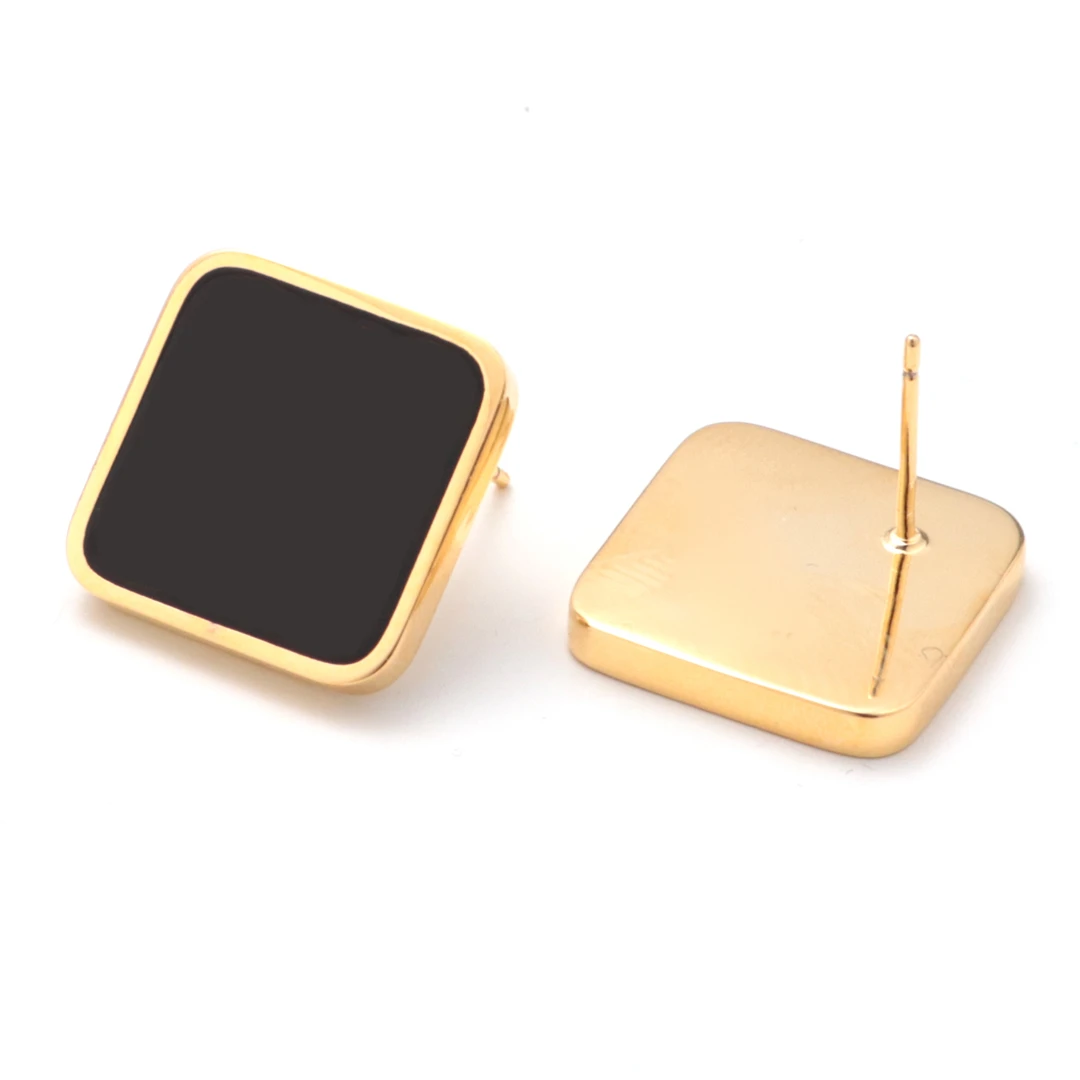 Tender Jinger 铜合金耳饰 法式新款气质方块罗纹耳饰高级轻奢